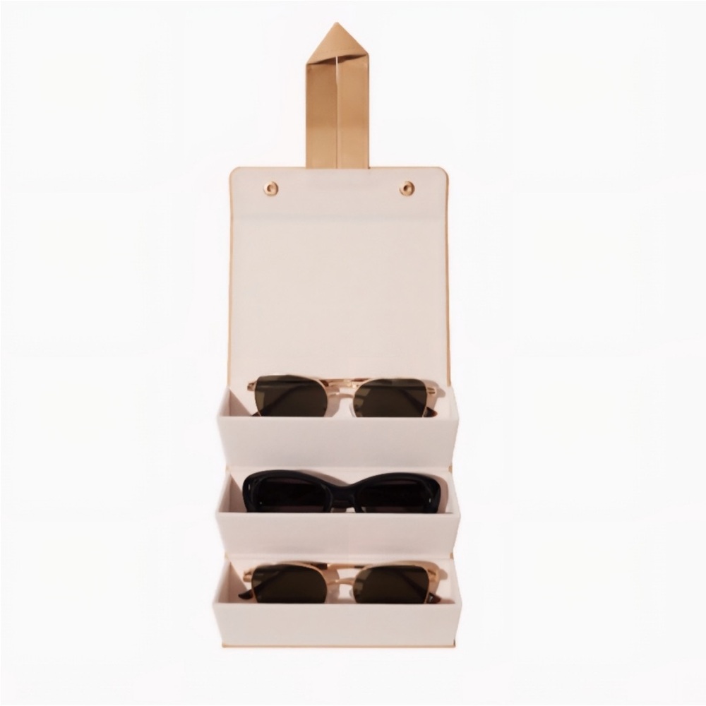 Sancia Elegant Gold and White Sunglasses Organizer
